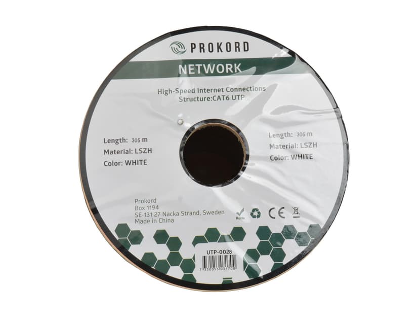 Prokord Network cable RJ-45 Cat6 305m Wit