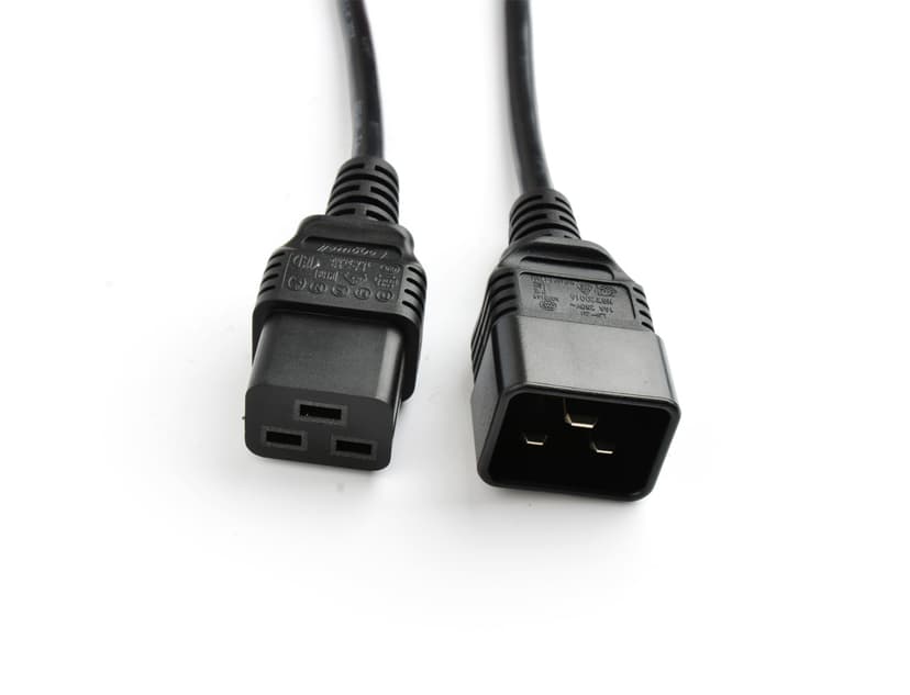Prokord Förlängningskabel för ström 2m C20 coupler C19 coupler Svart