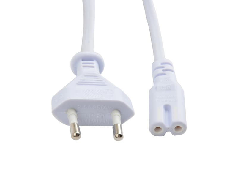 Prokord Strömkabel 5m CEE7/16 C7 coupler Vit