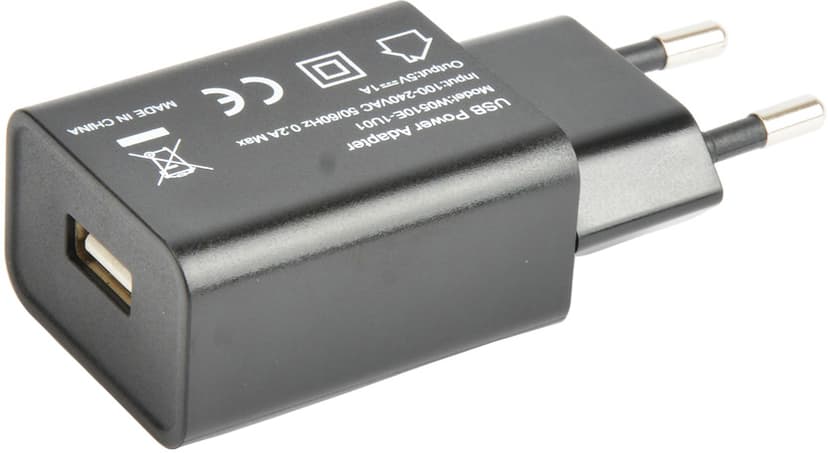 Cirafon Oplader, 1xUSB, 1A Zwart