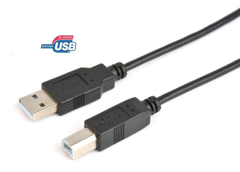 Prokord Cable USB 2.0 Type A-B Male-Male 2m Black 2m USB-A USB-B Sort
