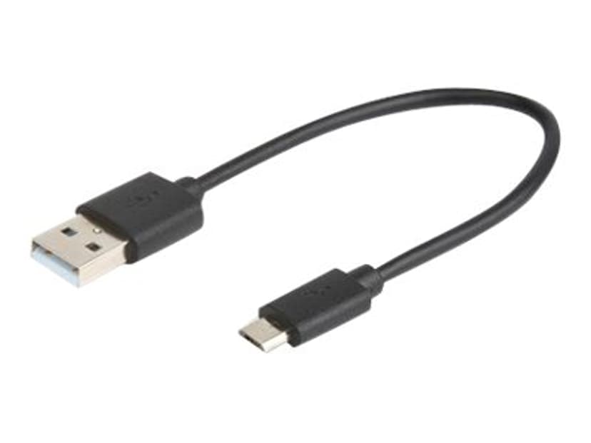 Prokord USB-kabel 0.25m. USB A Micro-USB B Sort