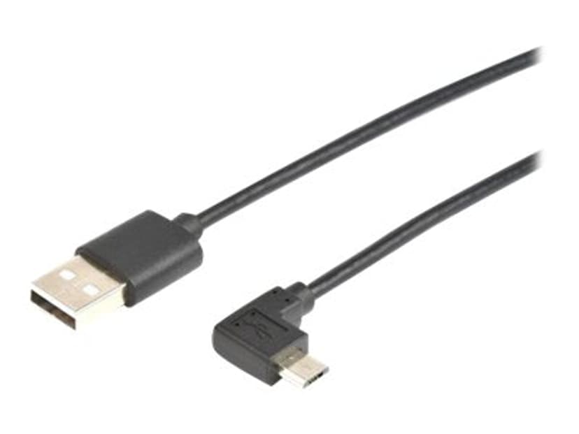 Prokord USB-kabel Högervinklad 2m USB A Micro-USB B Svart