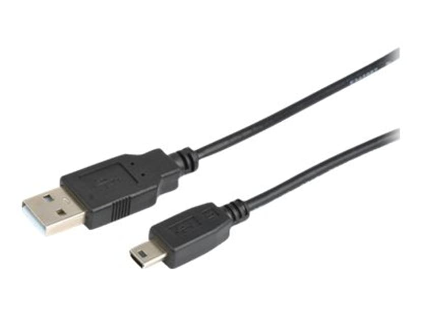 Prokord USB-kabel 1m. USB A Mini-USB B Sort