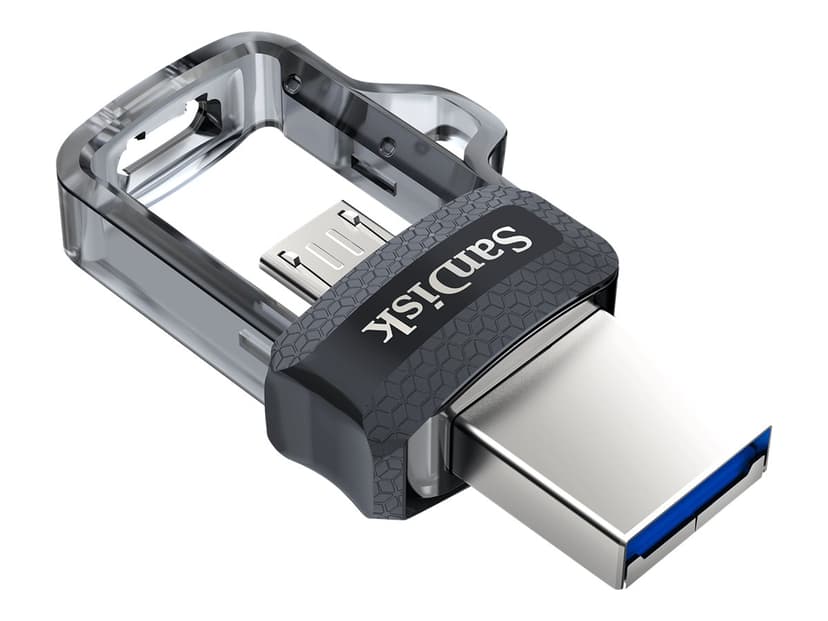 SanDisk Ultra Dual Drive M3.0 32GB USB Type-A / Micro-USB Musta, Hopea, Läpinäkyvä