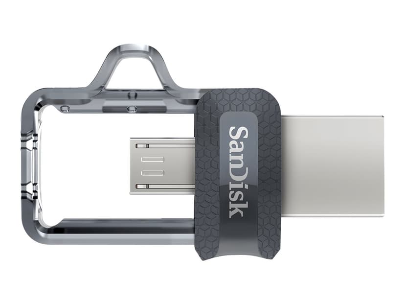SanDisk Ultra Dual 32GB USB-A / Micro-USB Zwart, Zilver, Transparant