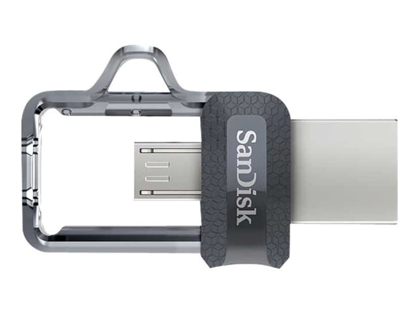 SanDisk Ultra Dual Drive M3.0 32GB USB-A / Micro-USB Svart, Sølv, Gjennomsiktig