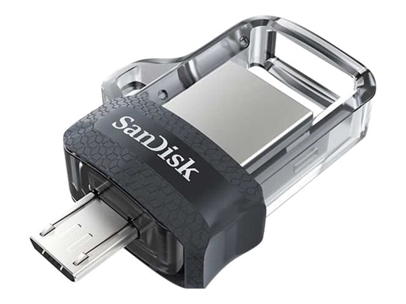 SanDisk Ultra Dual Drive M3.0 32GB USB Type-A / Micro-USB Musta, Hopea, Läpinäkyvä