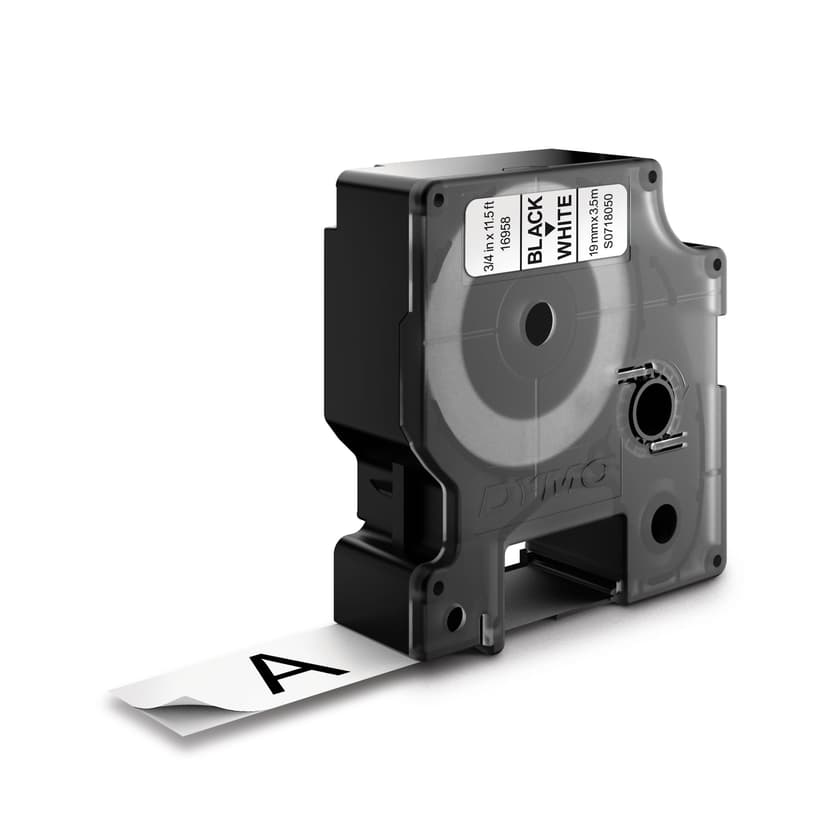Dymo Tape D1 12mm Musta/Valkoinen Joustava