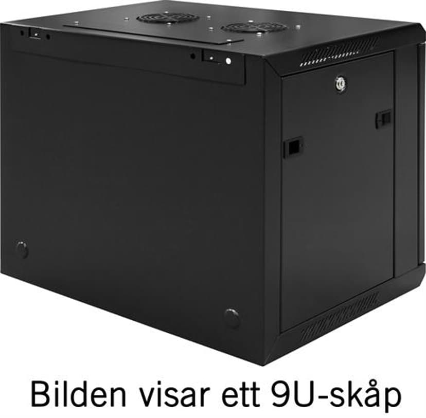 Toten 19" Väggskåp 12U 600X450 Glasdörr Svart