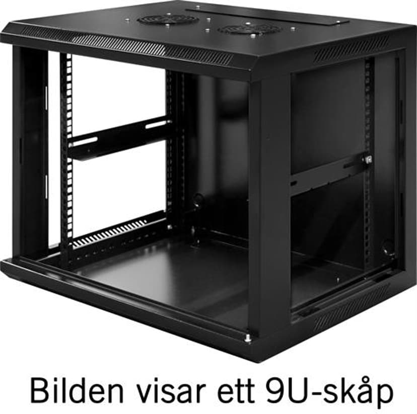 Toten 19" Väggskåp 12U 600X450 Glasdörr Svart