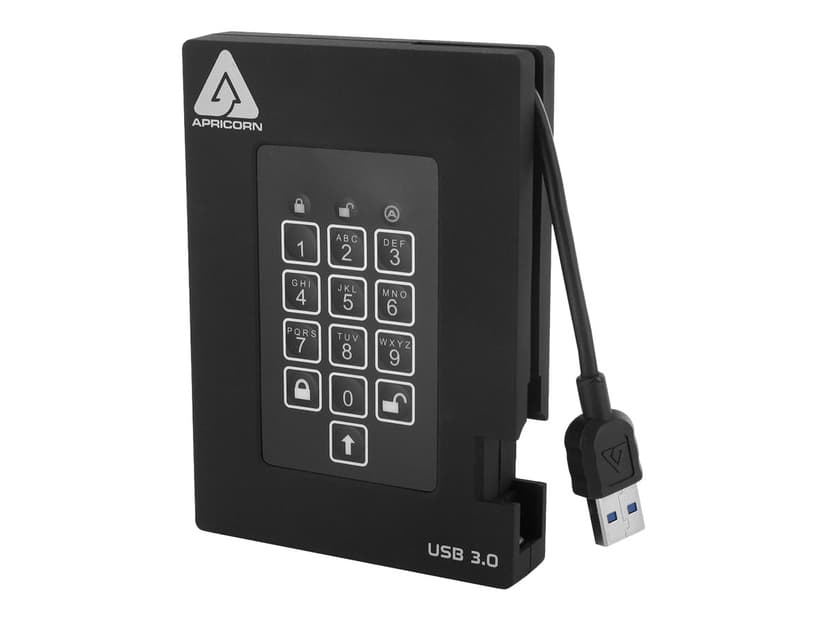 Apricorn Padlock fortress 8TB SSD USB Type-A Zwart