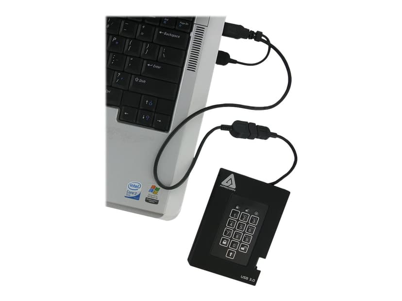 Apricorn Padlock fortress 1TB SSD USB Svart