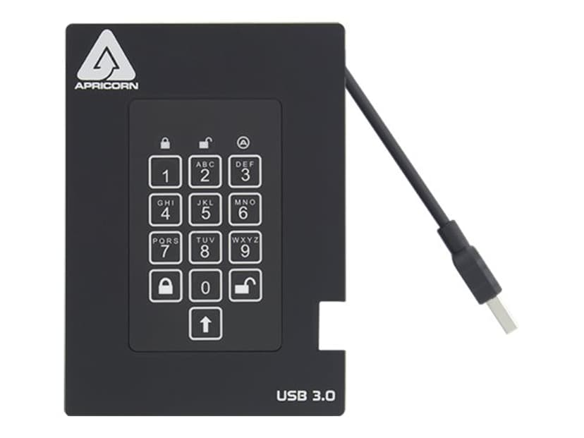 Apricorn Padlock fortress 1TB SSD USB Zwart