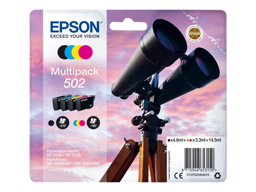 Epson Bläck Multipack (BK/C/M/Y) 502 - XP-5100/5105/WF-2860