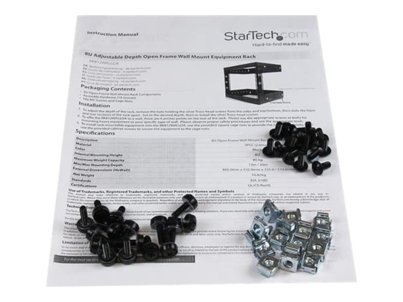 Startech 8U Open Frame Wall Mount Equipment Rack