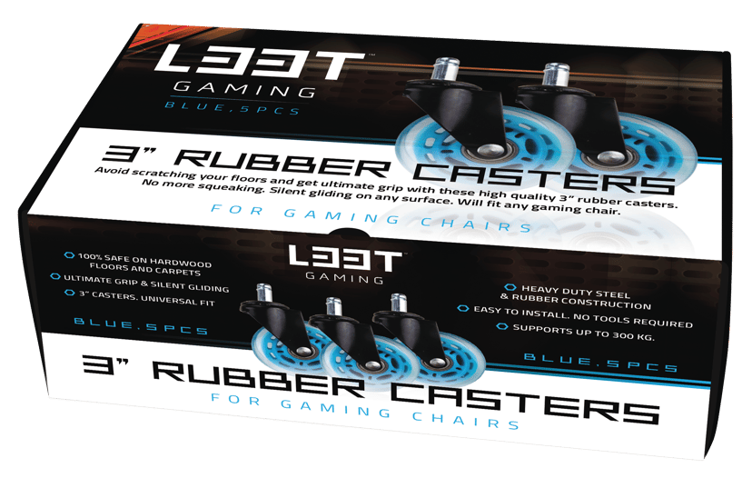 L33T Hjul 3" - Gaming Stol (Blå) Universal 5 stk
