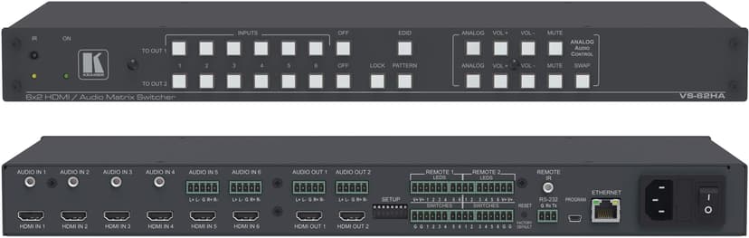Kramer VS-62HA 6x2 4K UHD HDMI/Audio Automatic Matrix Switcher