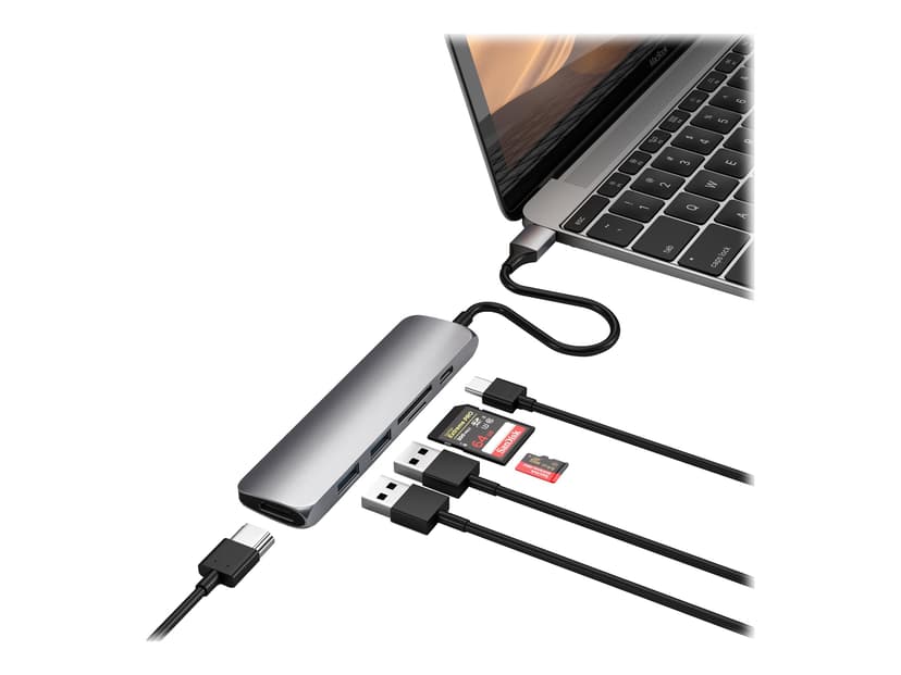 Satechi Slim Type-C Multi-Port Adapter V2 USB 3.2 Gen 1 (3.1 Gen 1) Type-C