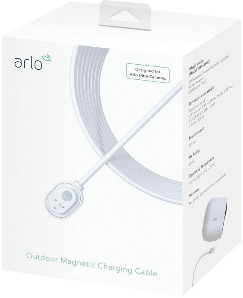 Arlo Ultra & Arlo Pro 3/4 Magnetisk laddningskabel för utomhusbruk 7,5m