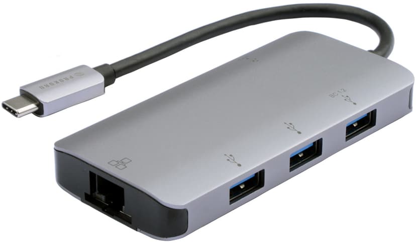 Prokord USB 3.1 Hub 3-Port + RJ45 USB 3.2 Gen 1 (3.1 Gen 1) Type-C