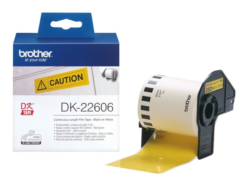 Brother Tape Plast 62mm x 15.24m Svart/Gul