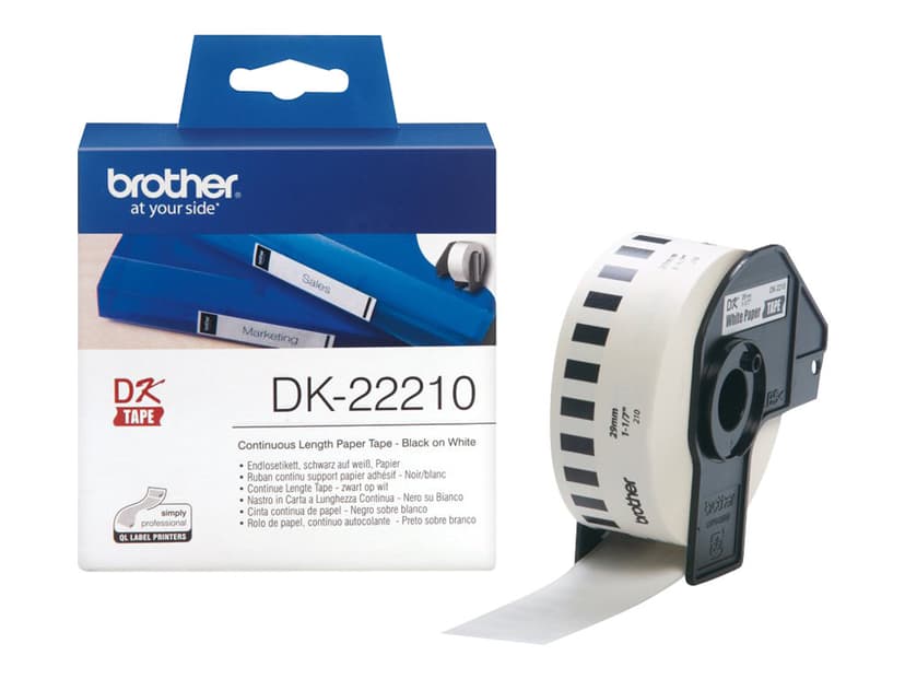 Brother Tape Papper 29mm x 30.5m Svart/Vit