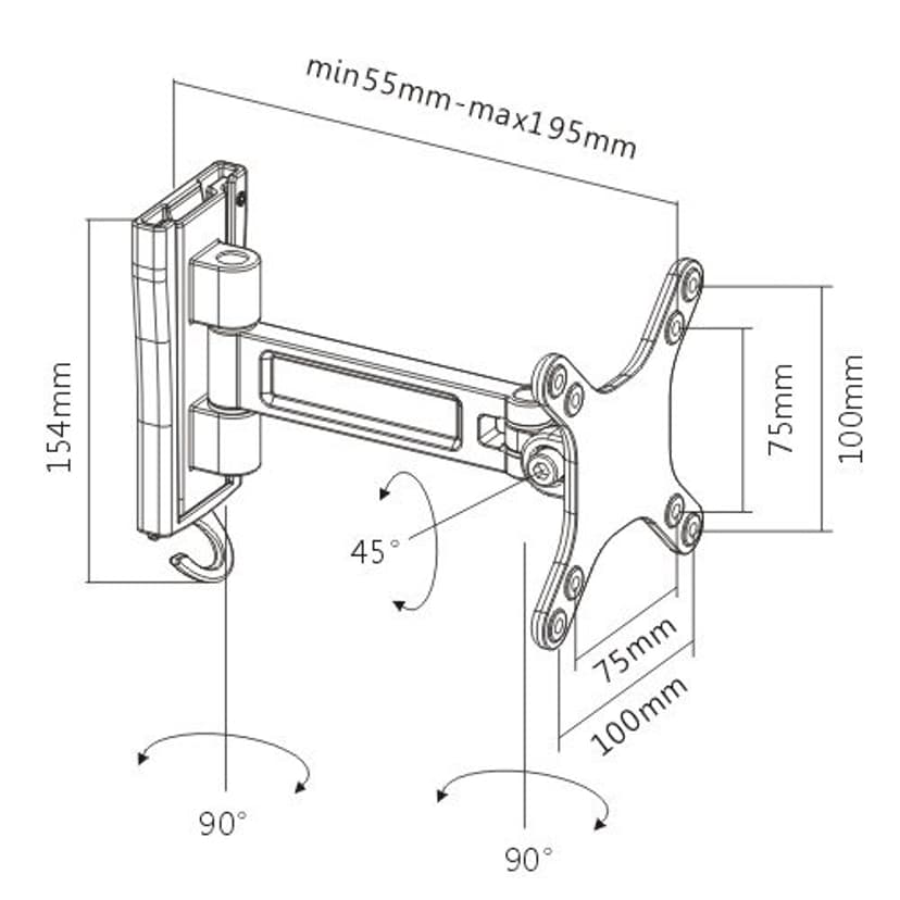 Prokord Wall Mount Full-Motion Aluminum