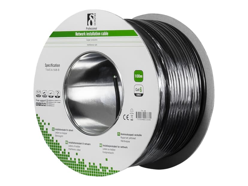 Deltaco Installation Cable Outdoor Nei Cat6 100m Sort
