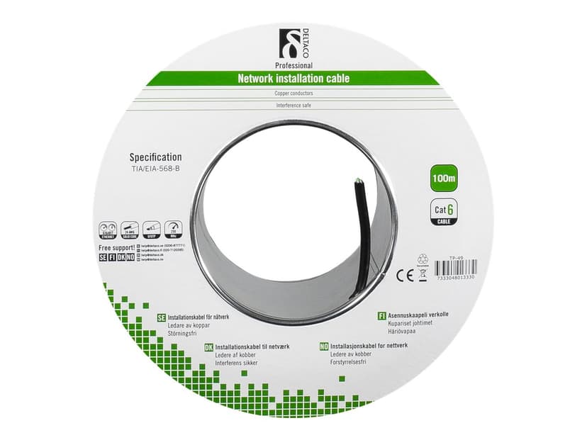 Deltaco Installation Cable Outdoor Nei Cat6 100m Sort