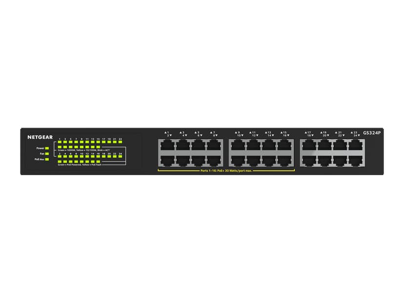 Netgear GS324P 24-Port Gigabit Ethernet Unmanaged PoE+ 190W