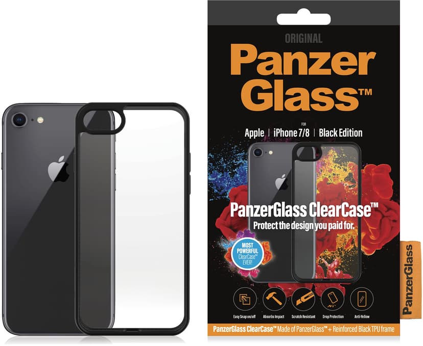 Panzerglass Clearcase BlackFrame iPhone 7/8/SE (2020)/SE (2022) Svart