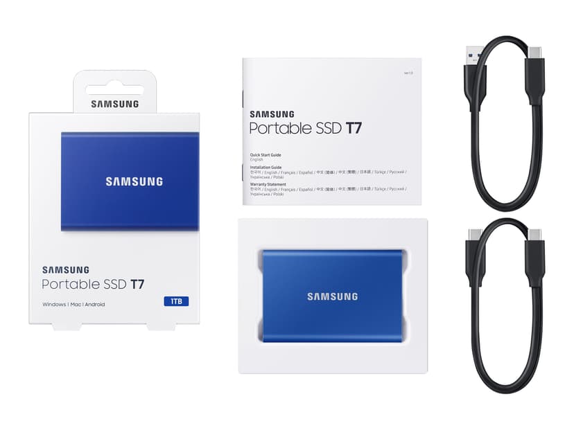 Samsung Portable SSD T7 1TB GEN 2 USB Type-C Blå