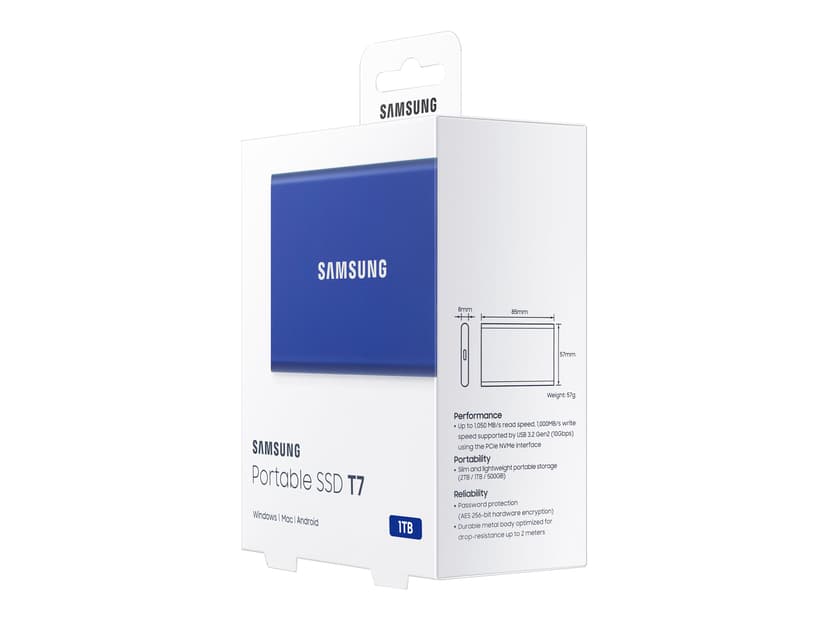 Samsung Portable SSD T7 1TB GEN 2 USB Type-C Blå