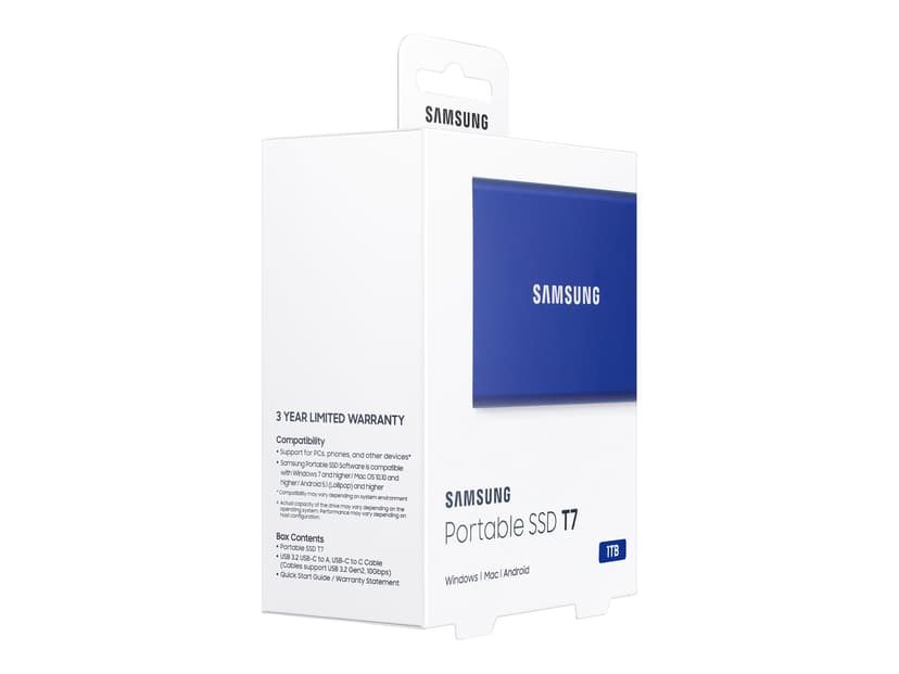 Samsung Portable SSD T7 1TB GEN 2 USB Type-C Blå