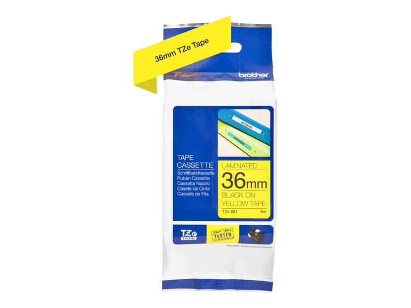 Brother Tape 36mm TZe-661 Sort/Gul