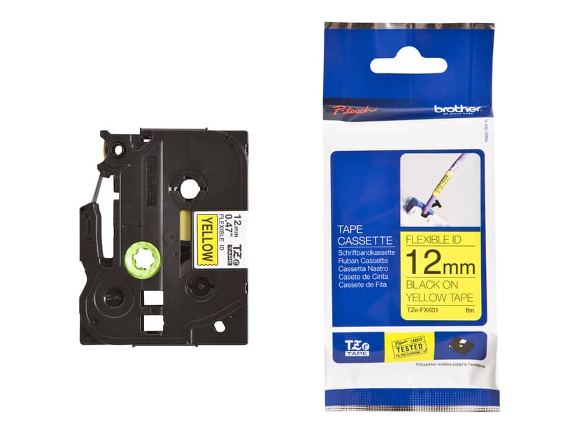 Brother Tape 12mm TZe-FX631 Zwart/Geel Flexibel