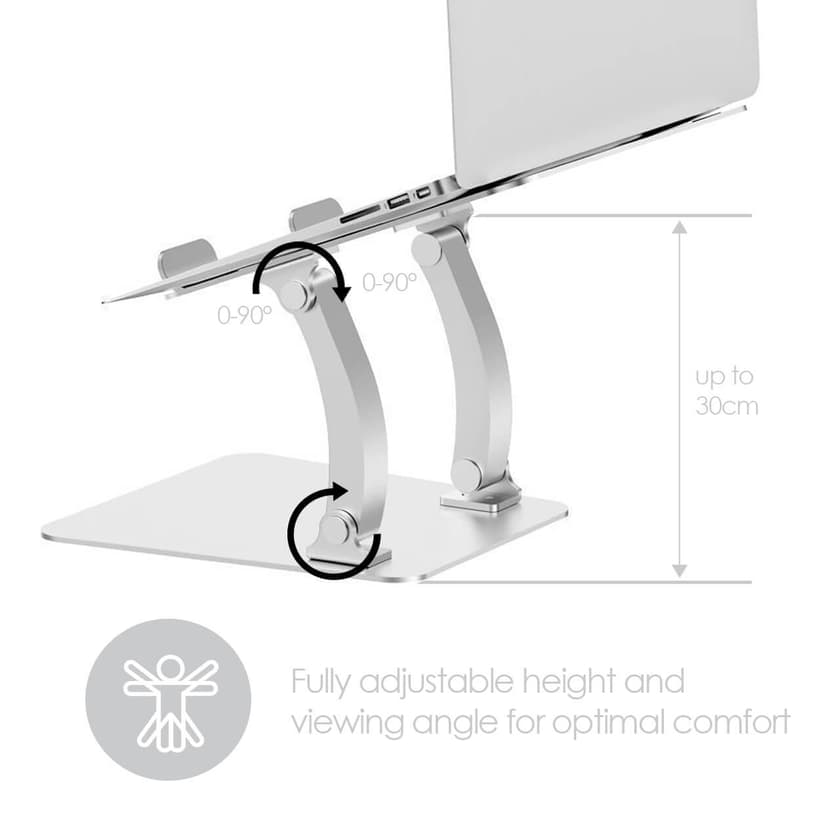 Desire2 Laptopställ Dual Pivot Justerbar Aluminium Silver
