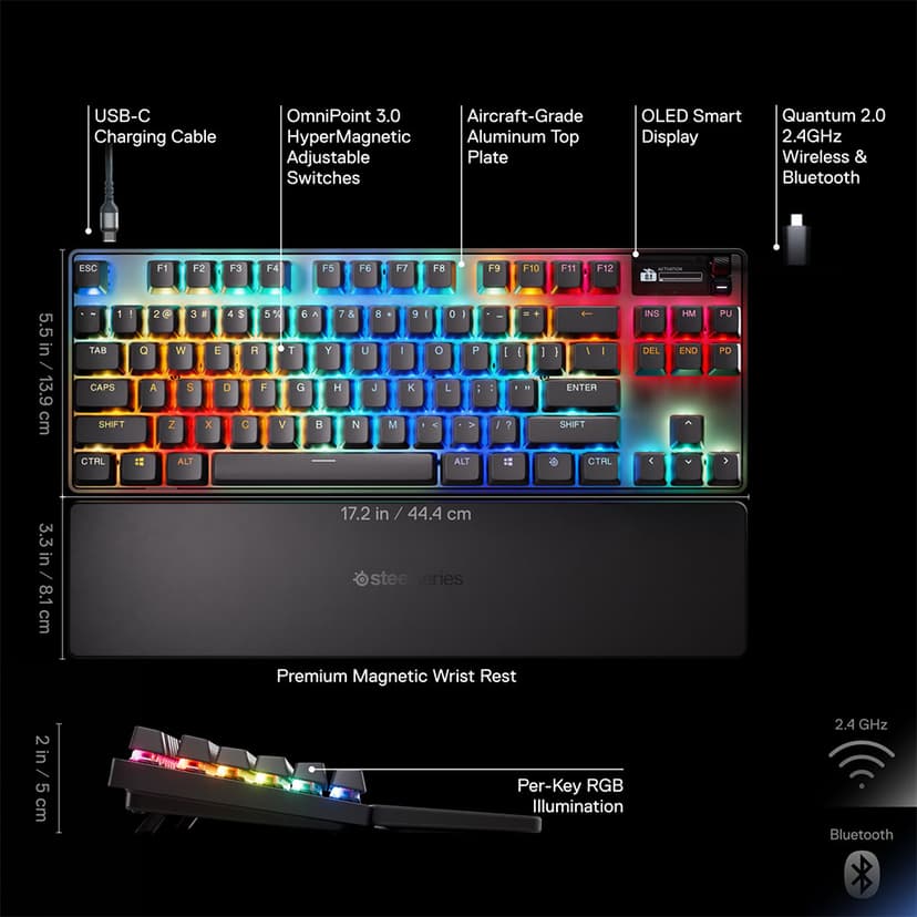 Steelseries Apex Pro Gen 3 TKL Wireless Trådlös Steelseries OmniPoint 3.0 Nordisk