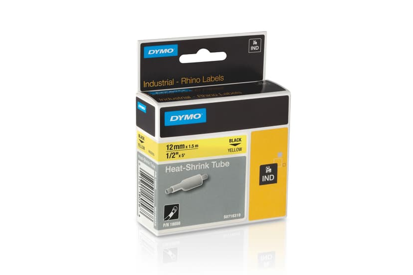Dymo Tape RhinoPRO Warmtekrimpbuis 12mm Zwart/Geel