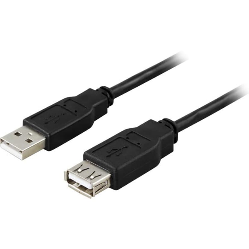 Deltaco USB-Jatkojohto 1m USB A USB A Musta