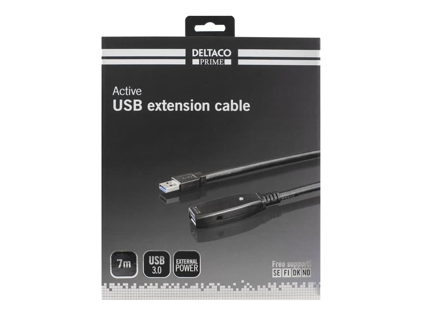 Deltaco USB Ext Ha-Ho USB 3.0 7m 7m USB-A USB-A Musta