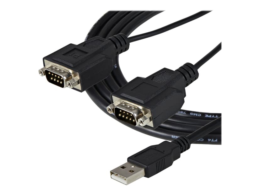Startech Adapter 2.1m USB-A 2.0 2 x RS-232 Svart
