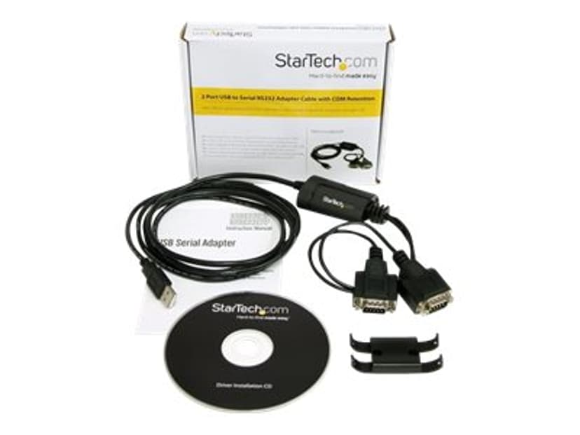 Startech Adapter 2.1m USB-A 2.0 2 x RS-232 Svart