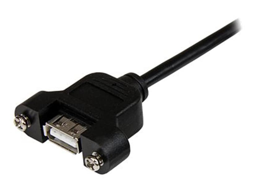 Startech 1 ft Panel Mount USB Cable A to A 0.3m USB A USB A Zwart