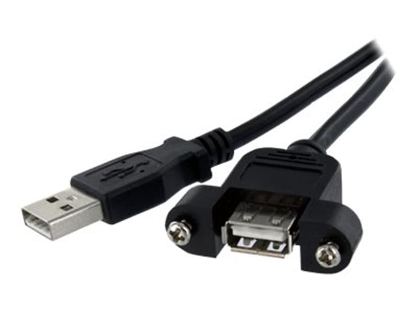 Startech 1 ft Panel Mount USB Cable A to A 0.3m USB A USB A Zwart