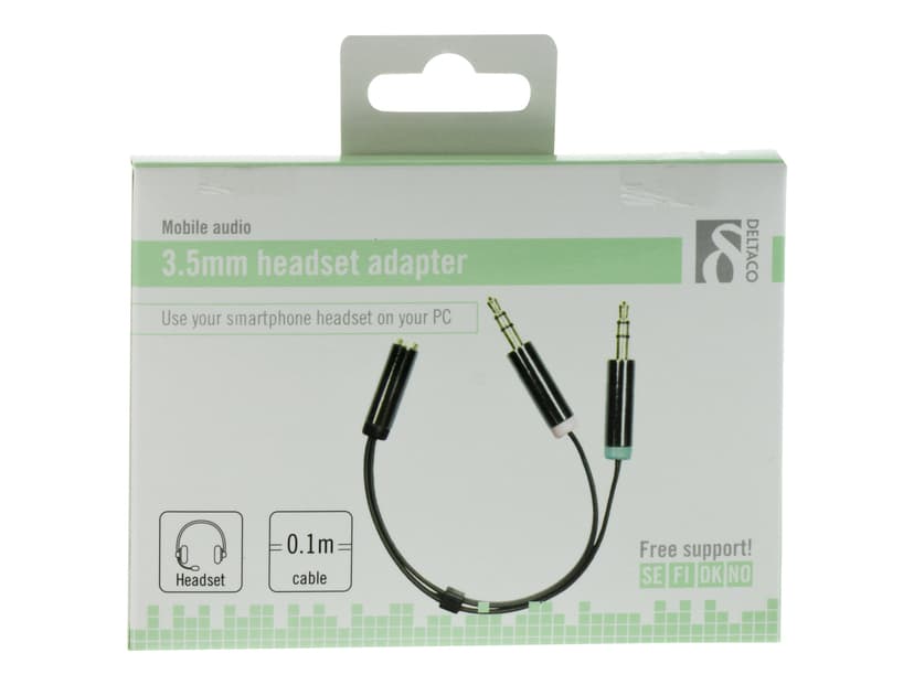 Deltaco 3.5MM HA - 3.5MM 4-PIN HO 0.1m 2 x 3.5mm 3.5mm