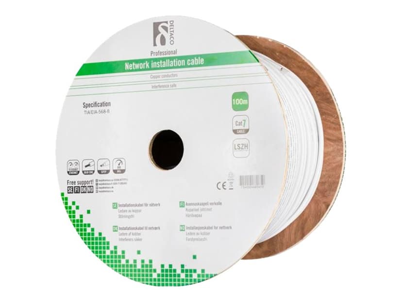 Deltaco Samlet kabel Nei Cat 7 100m Hvit