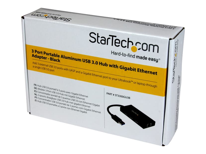 Startech 3 Port Portable USB 3.0 Hub with Gigabit Ethernet Adapter NIC