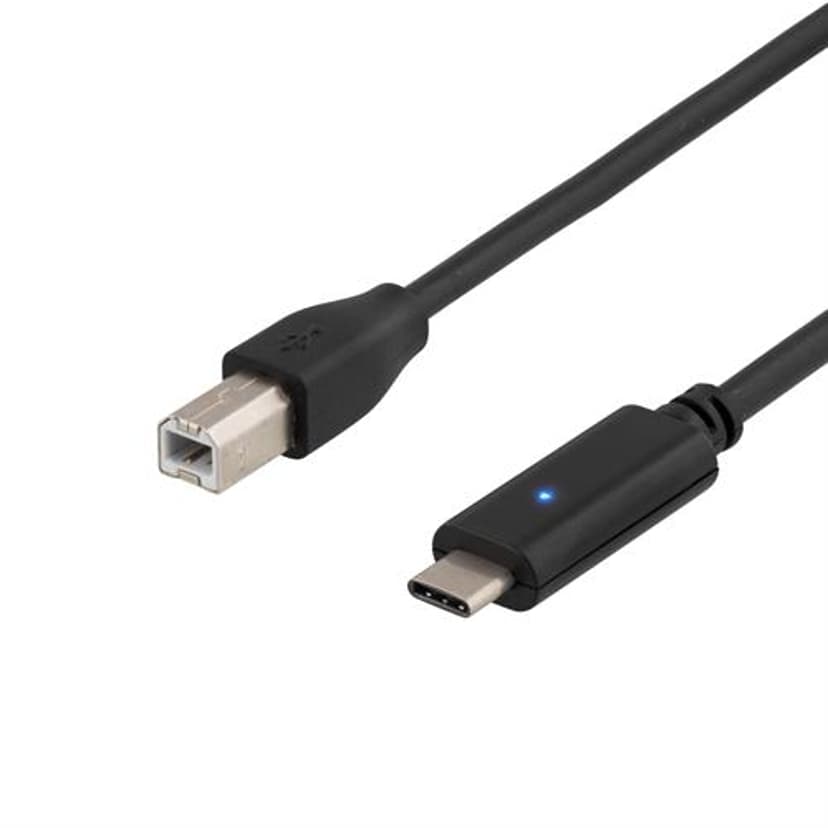 Deltaco USB-kabel 1m USB C USB B Svart